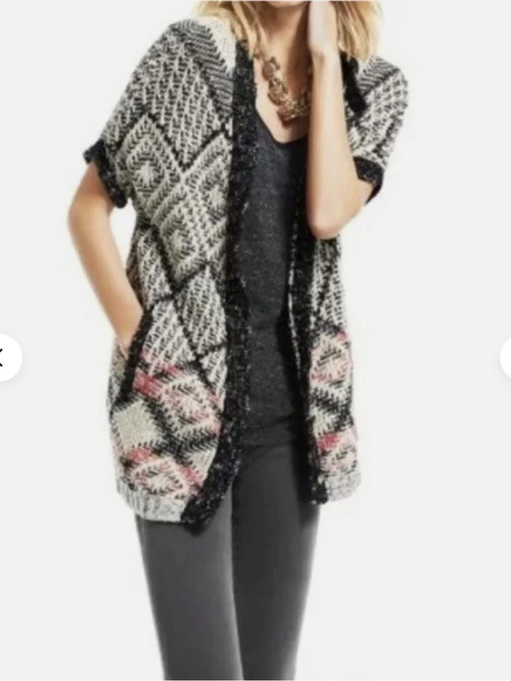 CAbi Provence NWT Black, Gray, Pink Long Knit Cardigan - Style 202 - Size XXS